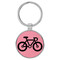 Enthoozies Bike Silhouette Biking Cycling Pink Laser Engraved Leatherette Keychain Backpack Pull - 1.5 x 3 Inches