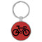 Enthoozies Bike Silhouette Biking Cycling Red Laser Engraved Leatherette Keychain Backpack Pull - 1.5 x 3 Inches