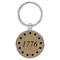 Enthoozies 1776 USA Patriotic Light Brown Laser Engraved Leatherette Keychain Backpack Pull - 1.5 x 3 Inches