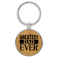 Enthoozies Greatest Dad Ever Bamboo Laser Engraved Leatherette Keychain Backpack Pull - 1.5 x 3 Inches