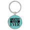 Enthoozies Greatest Dad Ever Teal  Laser Engraved Leatherette Keychain Backpack Pull - 1.5 x 3 Inches