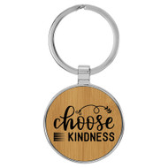 Enthoozies Choose Kindness Bamboo Laser Engraved Leatherette Keychain Backpack Pull - 1.5 x 3 Inches