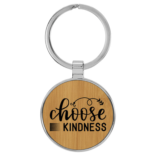 Enthoozies Choose Kindness Bamboo Laser Engraved Leatherette Keychain Backpack Pull - 1.5 x 3 Inches