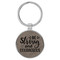 Enthoozies Be Strong and Courageous Gray Laser Engraved Leatherette Keychain Backpack Pull - 1.5 x 3 Inches