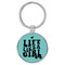 Enthoozies Lift Like a Girl Teal  Laser Engraved Leatherette Keychain Backpack Pull - 1.5 x 3 Inches