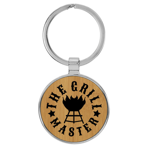 Enthoozies The Grill Master Bamboo Laser Engraved Leatherette Keychain Backpack Pull - 1.5 x 3 Inches