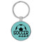 Enthoozies Soccer Mom Teal  Laser Engraved Leatherette Keychain Backpack Pull - 1.5 x 3 Inches