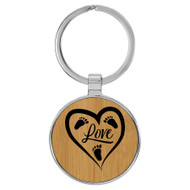 Enthoozies Love Baby Feet Bamboo 1.5" x 3" Laser Engraved Keychain Backpack Pull
