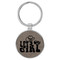 Enthoozies Let's Go Girl Gray Laser Engraved Leatherette Keychain Backpack Pull - 1.5 x 3 Inches