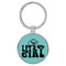 Enthoozies Let's Go Girl Teal  Laser Engraved Leatherette Keychain Backpack Pull - 1.5 x 3 Inches