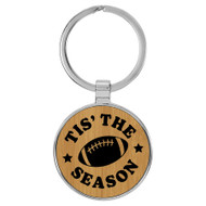 Enthoozies Football Tis the Season Bamboo Laser Engraved Leatherette Keychain Backpack Pull - 1.5 x 3 Inches