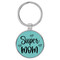Enthoozies Super Mom Teal  Laser Engraved Leatherette Keychain Backpack Pull - 1.5 x 3 Inches