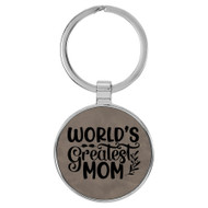 Enthoozies World's Greatest Mom Bamboo 1.5" x 3" Laser Engraved Keychain Backpack Pull