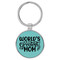 Enthoozies World's Greatest Mom Teal  Laser Engraved Leatherette Keychain Backpack Pull - 1.5 x 3 Inches