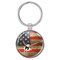 Distressed USA US Flag Eagle Landing Rustic Patriotism 1.5" x 3" Domed Keychain Backpack Pull