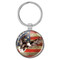 Distressed USA Flag Bald Eagle Rustic Patriotism 1.5" x 3" Domed Keychain Backpack Pull