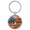 Distressed USA Flag Bald Eagles Soaring Patriotic 1.5" x 3" Domed Keychain Backpack Pull