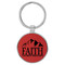 Enthoozies Faith Can Move Mountains Religious Red Laser Engraved Leatherette Keychain Backpack Pull - 1.5 x 3 Inches