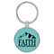 Enthoozies Faith Can Move Mountains Religious Teal  Laser Engraved Leatherette Keychain Backpack Pull - 1.5 x 3 Inches