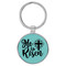 Enthoozies He Is Risen Religious Teal  Laser Engraved Leatherette Keychain Backpack Pull - 1.5 x 3 Inches