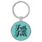 Enthoozies Faith Over Fear Religious Teal  Laser Engraved Leatherette Keychain Backpack Pull - 1.5 x 3 Inches