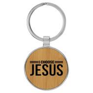 Enthoozies I Choose Jesus Religious Bamboo 1.5" x 3" Laser Engraved Keychain Backpack Pull