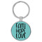 Enthoozies Faith Hope Love Religious Teal  Laser Engraved Leatherette Keychain Backpack Pull - 1.5 x 3 Inches