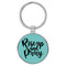 Enthoozies Rise up and Pray Religious Teal  Laser Engraved Leatherette Keychain Backpack Pull - 1.5 x 3 Inches