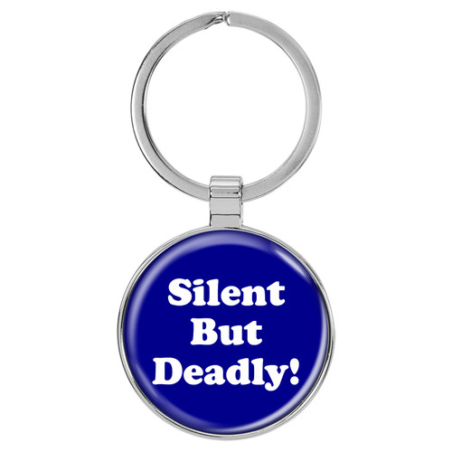 Enthoozies Silent But Deadly! Fart Dark Blue 1.5" x 3" Domed Keychain Backpack Pull