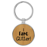 Enthoozies I Fart Glitter! Passing Gas Funny Bamboo 1.5" x 3" Laser Engraved Keychain Backpack Pull