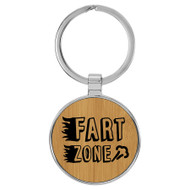 Enthoozies Fart Zone Passing Gas Funny Bamboo 1.5" x 3" Laser Engraved Keychain Backpack Pull