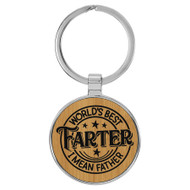 Enthoozies World's Best Farter I Mean Father Funny Bamboo Laser Engraved Leatherette Keychain Backpack Pull - 1.5 x 3 Inches