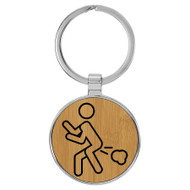 Enthoozies Stick Figure Farting Passing Gas Funny Bamboo Laser Engraved Leatherette Keychain Backpack Pull - 1.5 x 3 Inches