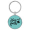 Enthoozies Have Faith Religious Teal  Laser Engraved Leatherette Keychain Backpack Pull - 1.5 x 3 Inches