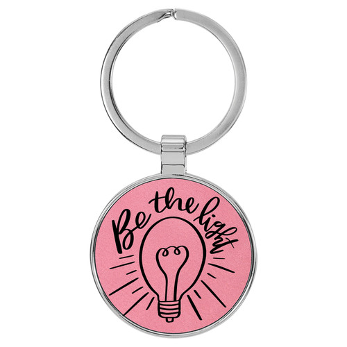 Enthoozies Be The Light Religious Pink Laser Engraved Leatherette Keychain Backpack Pull - 1.5 x 3 Inches