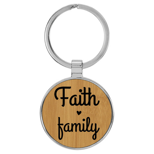 Enthoozies Faith Family Religious Bamboo Laser Engraved Leatherette Keychain Backpack Pull - 1.5 x 3 Inches