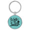 Enthoozies Walk by Faith Religious Teal  Laser Engraved Leatherette Keychain Backpack Pull - 1.5 x 3 Inches