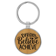 Enthoozies Dream Believe Achieve Be Honest Bamboo Laser Engraved Leatherette Keychain Backpack Pull - 1.5 x 3 Inches