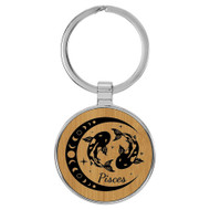 Enthoozies Pisces Zodiac Sign Astrology Bamboo 1.5" x 3" Laser Engraved Keychain Backpack Pull