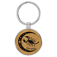 Enthoozies Scorpio Zodiac Sign Astrology Bamboo Laser Engraved Leatherette Keychain Backpack Pull - 1.5 x 3 Inches