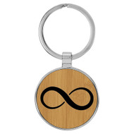 Enthoozies Infinity Loop Bamboo Laser Engraved Leatherette Keychain Backpack Pull - 1.5 x 3 Inches