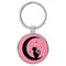 Enthoozies Cat Moon Pink Laser Engraved Leatherette Keychain Backpack Pull - 1.5 x 3 Inches