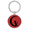 Enthoozies Cat Moon Red Laser Engraved Leatherette Keychain Backpack Pull - 1.5 x 3 Inches