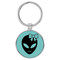 Enthoozies Happy Female Alien Teal  Laser Engraved Leatherette Keychain Backpack Pull - 1.5 x 3 Inches