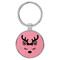 Enthoozies Cute Female Reindeer Face Christmas Pink Laser Engraved Leatherette Keychain Backpack Pull - 1.5 x 3 Inches