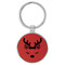 Enthoozies Cute Female Reindeer Face Christmas Red Laser Engraved Leatherette Keychain Backpack Pull - 1.5 x 3 Inches