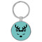 Enthoozies Cute Female Reindeer Face Christmas Teal  Laser Engraved Leatherette Keychain Backpack Pull - 1.5 x 3 Inches