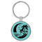 Enthoozies Beach Palm Trees Teal  Laser Engraved Leatherette Keychain Backpack Pull - 1.5 x 3 Inches
