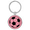 Enthoozies Soccer Ball Pink Laser Engraved Leatherette Keychain Backpack Pull - 1.5 x 3 Inches