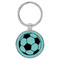 Enthoozies Soccer Ball Teal  Laser Engraved Leatherette Keychain Backpack Pull - 1.5 x 3 Inches